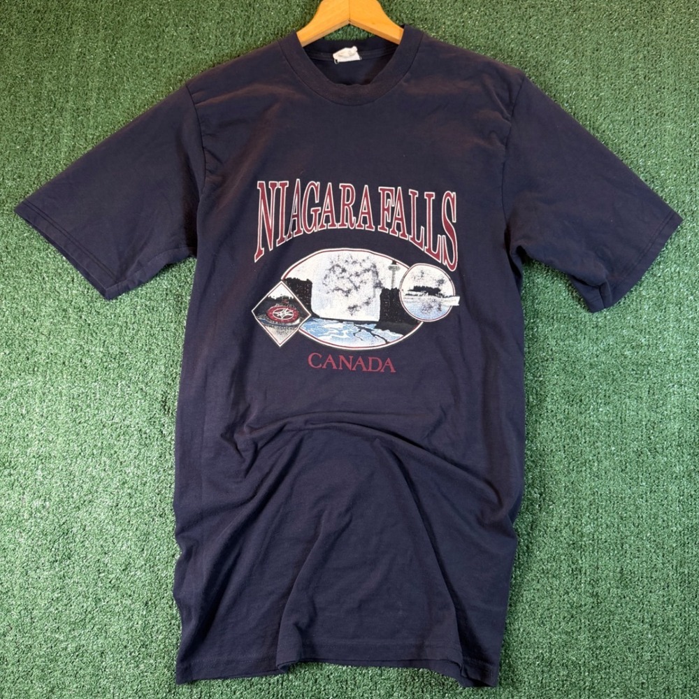 Vintage Niagara Falls Canada T-Shirt Men Large Navy Blue Good Souvenir Graphic